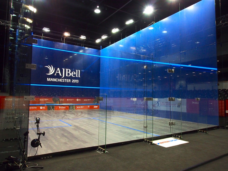 The ASB GlassCourt on display at the 2013 Men's World Championship in Manchester, England.